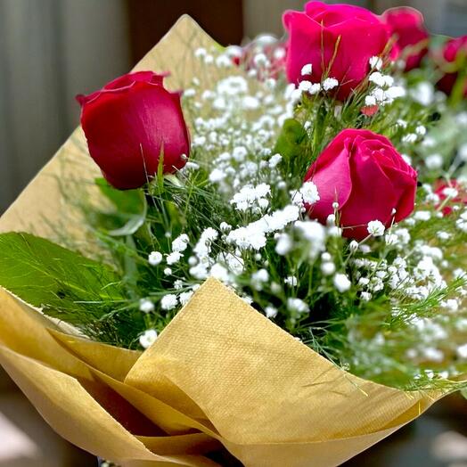 3 Kırmızı Gul Buketi