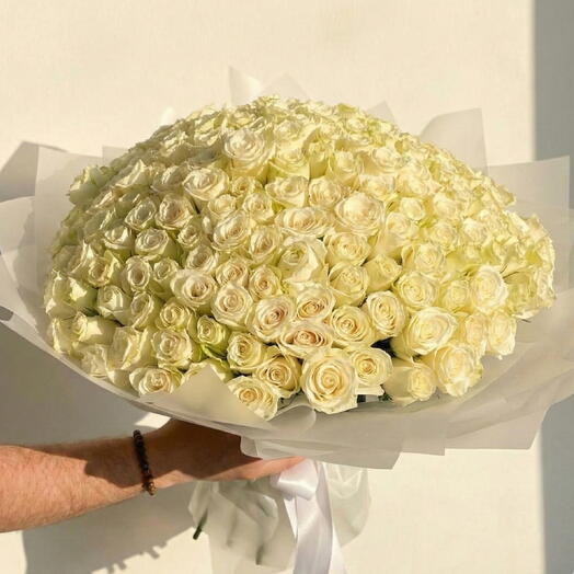 151 İthal Beyaz Gul Buketleri