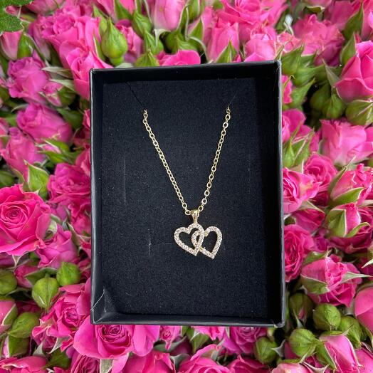Steel stainless double heart necklace