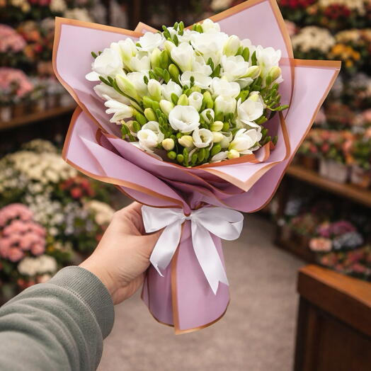 🤍 White Freesia Bouquet | The Most Stylish Expression of Purity and Elegance
