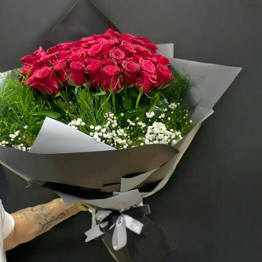 60 adet kırmızı gul lbuketi