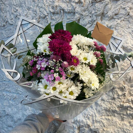 Букет в прозрачной упаковке