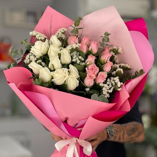 PINK AND WHITE ROSES