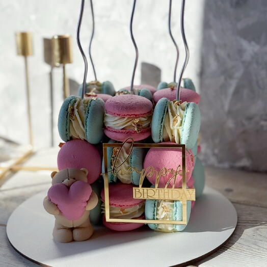 Chocolate Macaron Cake with Candles