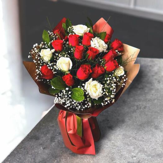 Red and White Rose Bouquet