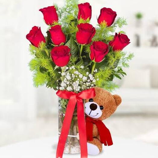 Red rose and bear