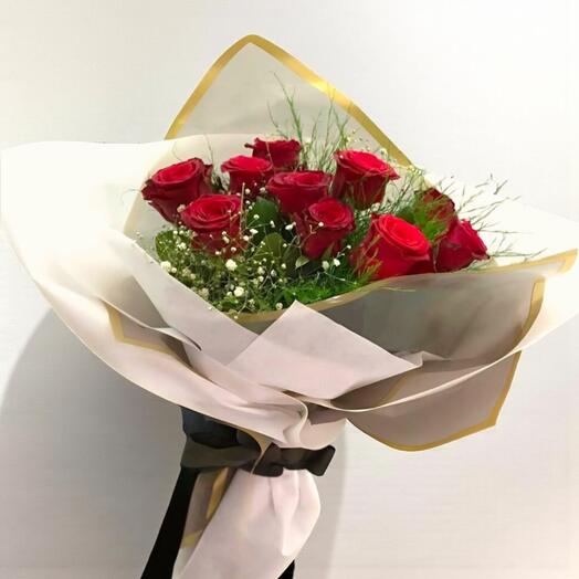 11 Kırmızı Gulle Hazırlanan Zarif Buket - Özel Anların Sembolu