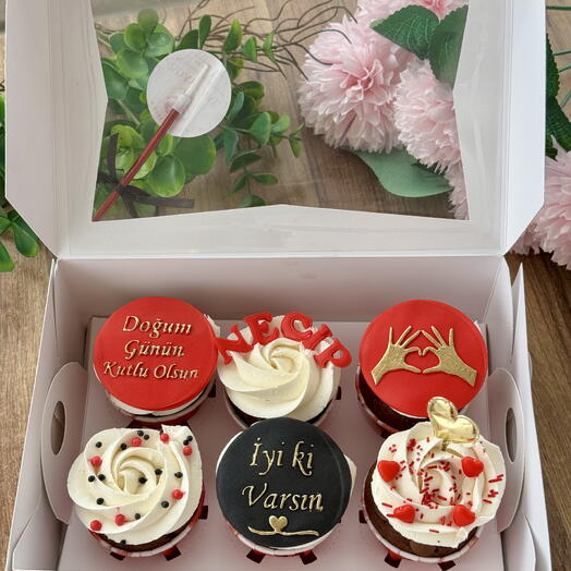 Yazılı cupcake box 6 lı