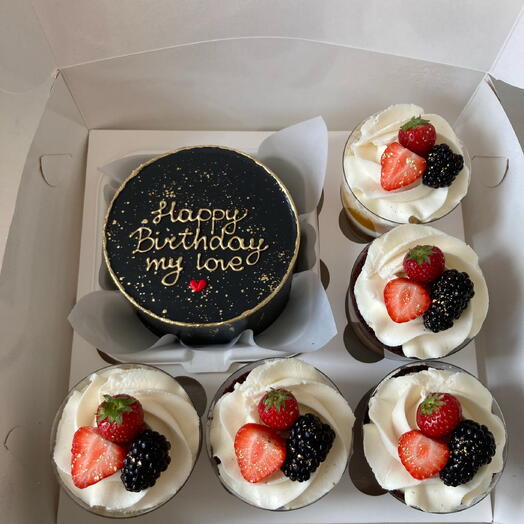 Luxury Birthday Bento Set with Dessert Cups