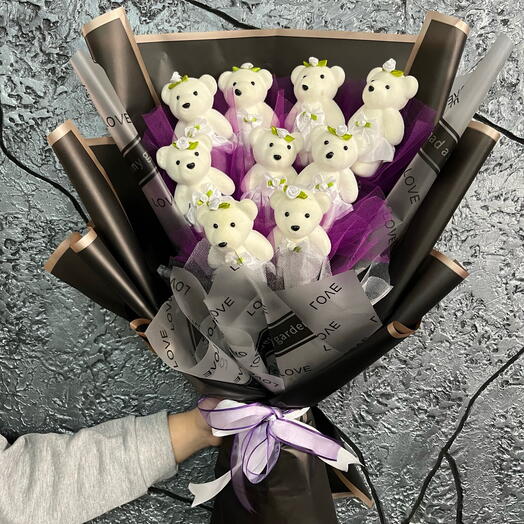 Buyuk Boy Mor Ayıcık Buketi