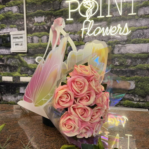 Pembe Kelebek Çanraaı 15 Yapay Pembe Gul