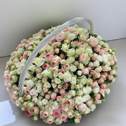 Princess Basket – Pembe   Beyaz Baby Roses