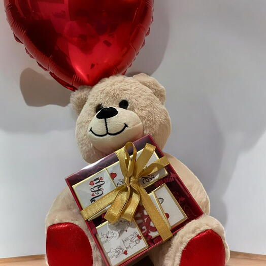 Bear, chocolate balloon gift set