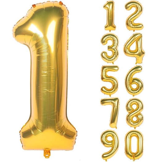 Number Gold Foil Balloon 1 Meter