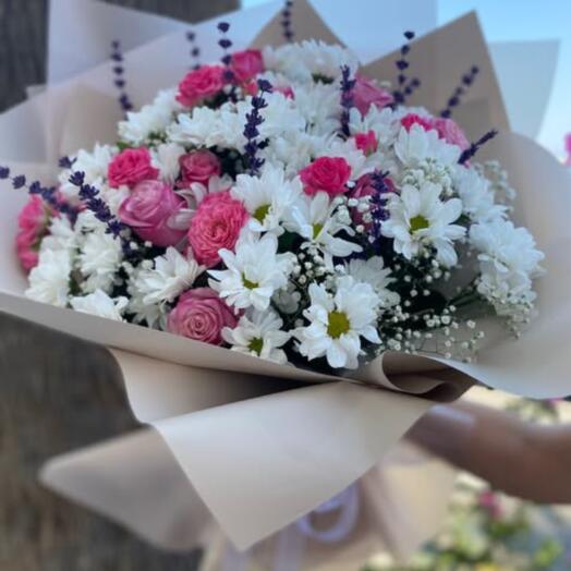White Daisies and Pink Roses