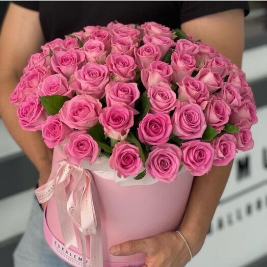 61 Pink Roses Box