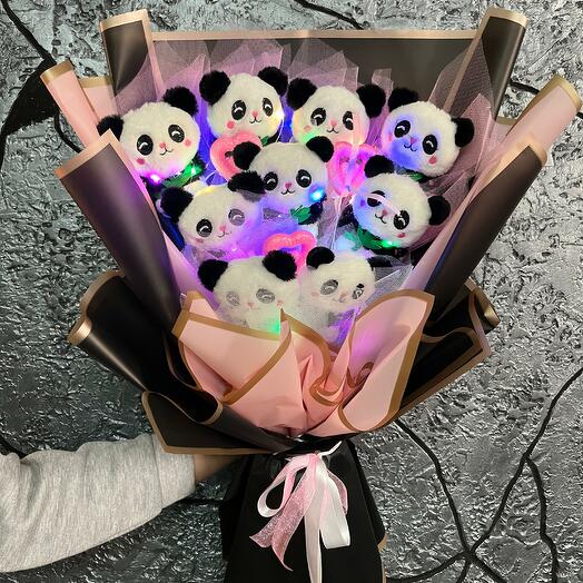 MEGA BOY LED IŞIKLI PANDA AYICIK BUKETİ