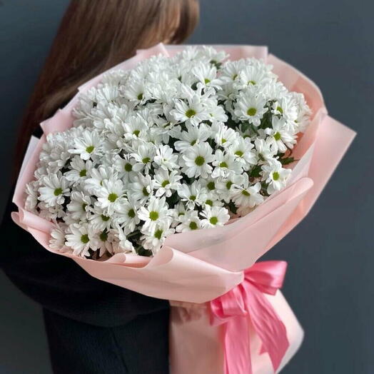 Krizantem beyaz paptya Buketi