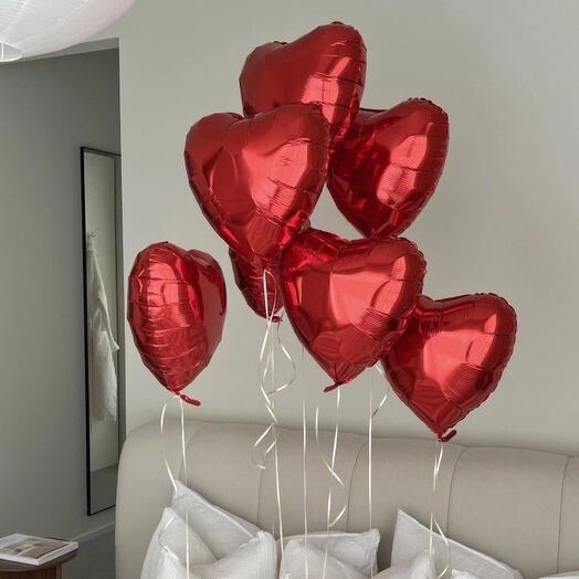 Set 7 kırmızı kalp balonu