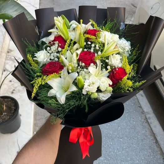 L BEYAZ LİLYUM GÜL BUKETİ