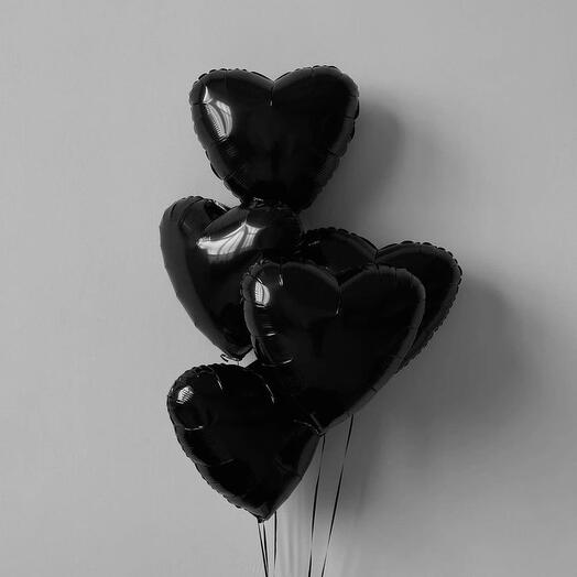 Siyah kalp şeklinde balonlar 5 adet