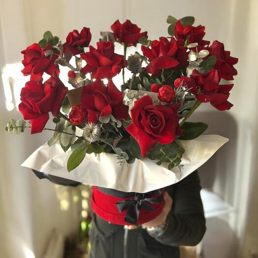 11 Red Roses in Red Box