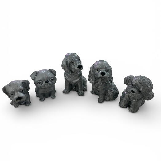 5 li Minyatur Kopek Biblo - Gumuş