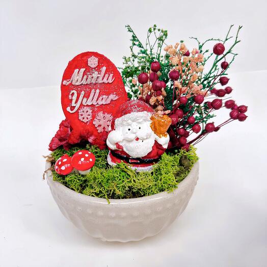 Yılbaşı noel babalı mini bahçe