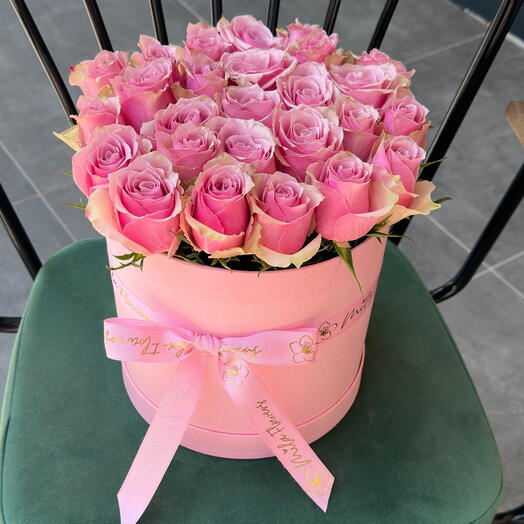 Pink roses in box