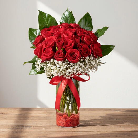 Vazoda 25 Kırmızı Gul