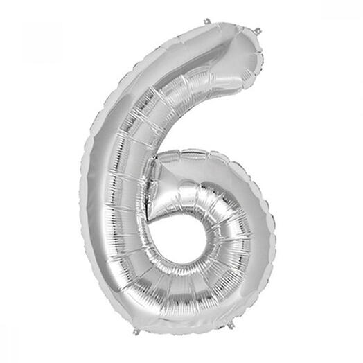 6 Silver Number Balloon