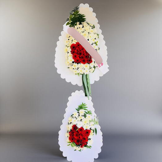 2 Katlı Beyaz Kırmızı Duğun ve Açılış Çelengi