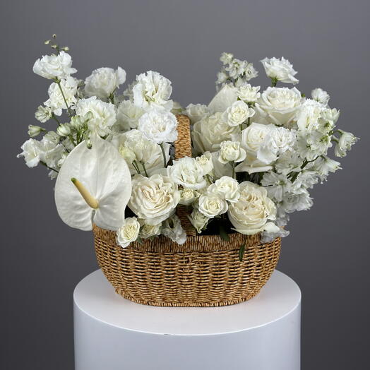 Basket of white flowers