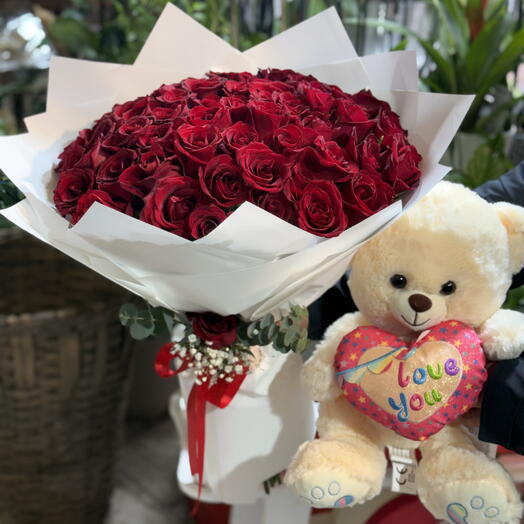 Ayıcık ve gul Buket i