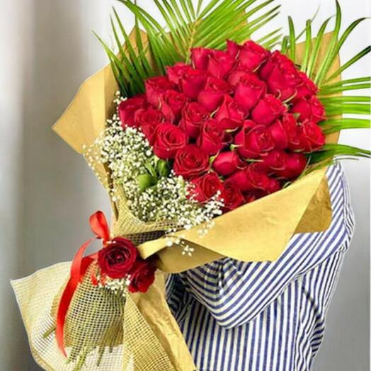 41 İthal Kırmızı Gul Buketi