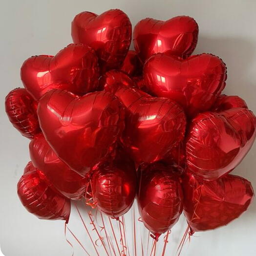24 lu Kırmızı Kalp Balon Buketi – Romantik Tasarım