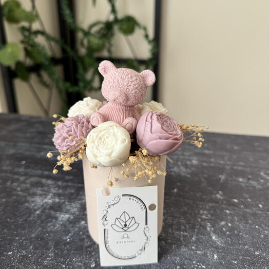 1 adet sabundan açık mor kokulu çiçek box S