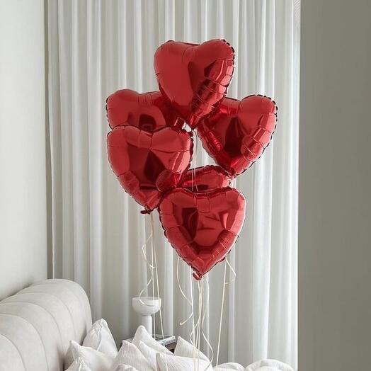6 adet kırmızı kalp balon seti