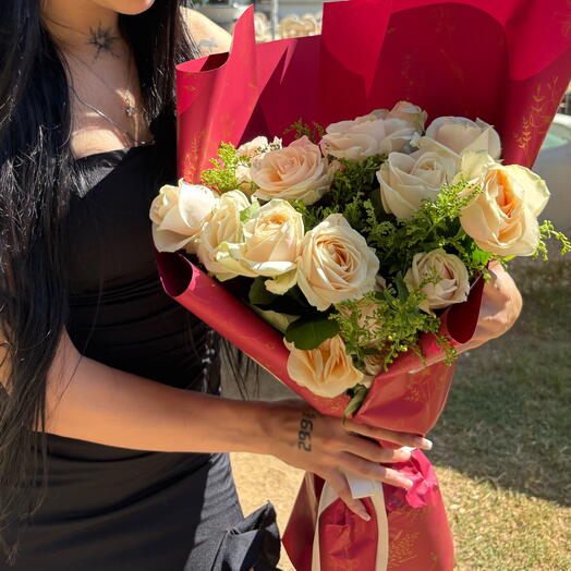 Taze 15 Beyaz Gul Buketi – Doğum Gunu ve Özel Gunler İçin