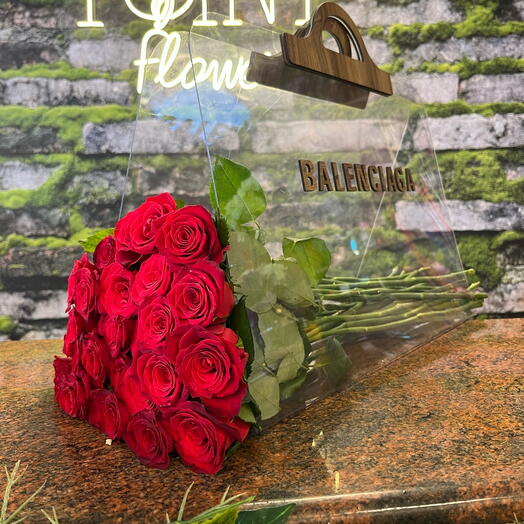 Premium Şeffaf Balenciaga Çantada 51 Kırmızı Gul