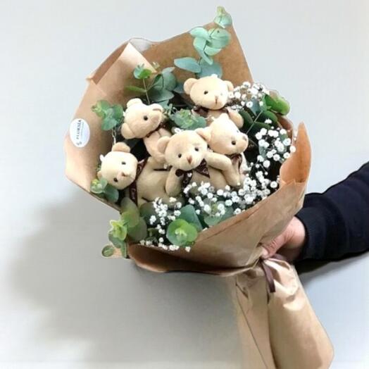 Floksia Flowers 5 Adet Ayıcık Buketi