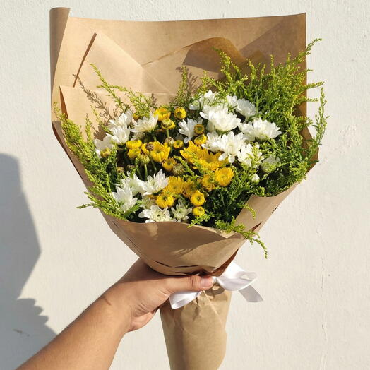 Daisy bouquet - papatya buketi sarı beyaz