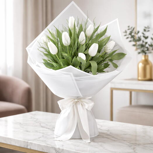 Beyaz lale buketi