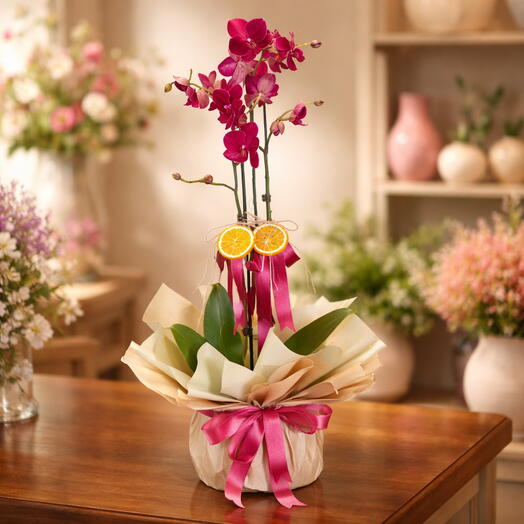 İthal çift dallı mor orkide