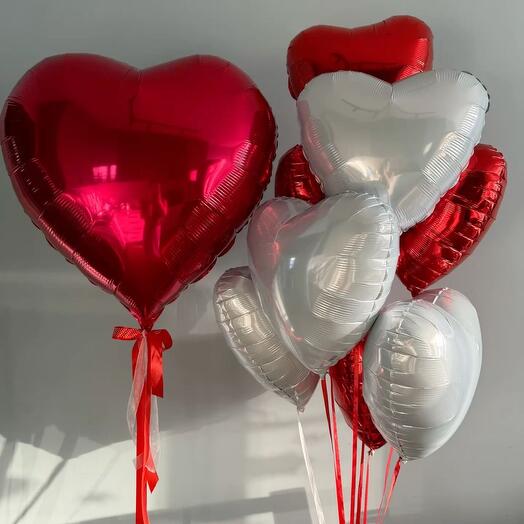 9'lu kalp şeklinde karışık balon seti