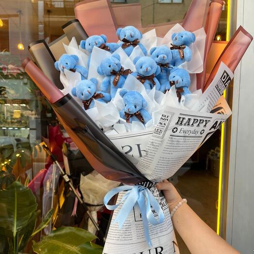 MEGA Boy Mavi Ayıcık Buketi