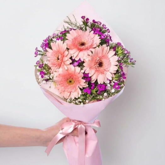 Pembe Gerbera ve Husnuyusuf Buketi
