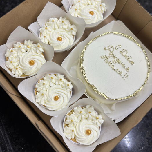 Elegant Birthday Cake   Cupcake Set