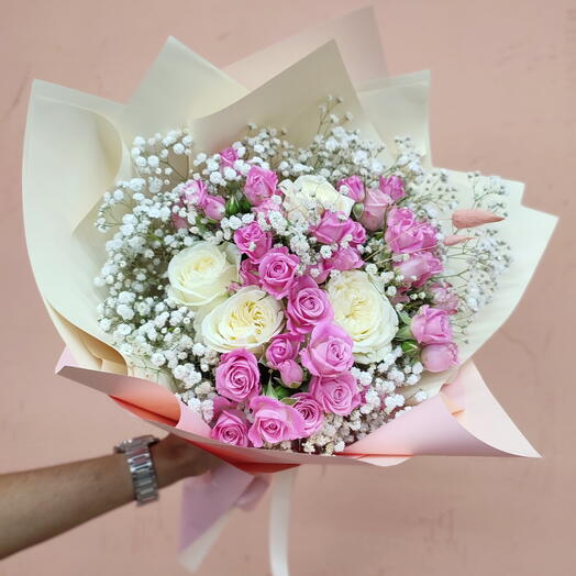 Pink  white roses- pembe beyaz gul