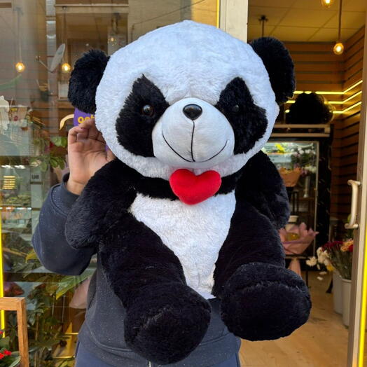 🐼️ Sevimli Kalpli Panda Peluş Oyuncak – 40cm 🧸